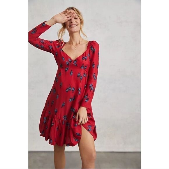 NEW Anthropologie Tracy Reese Rosebud Floral Puff Flounce Mini Dress X-Small - Picture 1 of 4